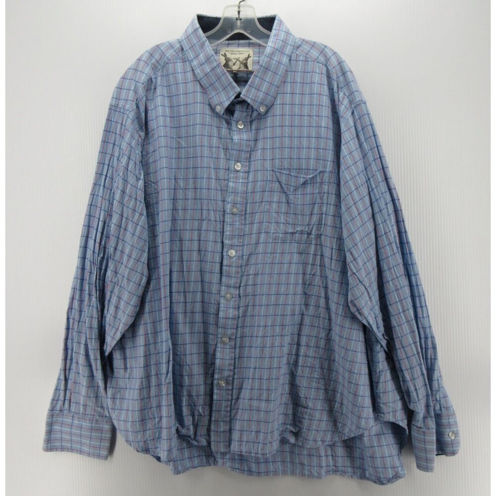 Peter Christian Shirt XXXXXL Button Down Plaid Pocket Preppy Flip Cuffs